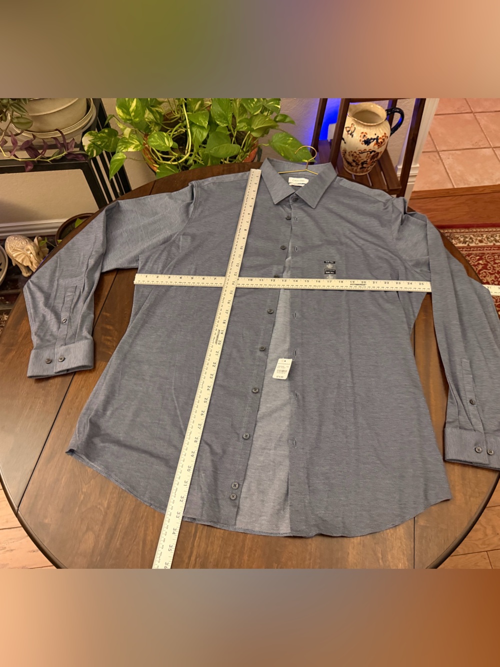 Calvin Klein Men's Long-Sleeve Button Down Shirt in Heather Blue